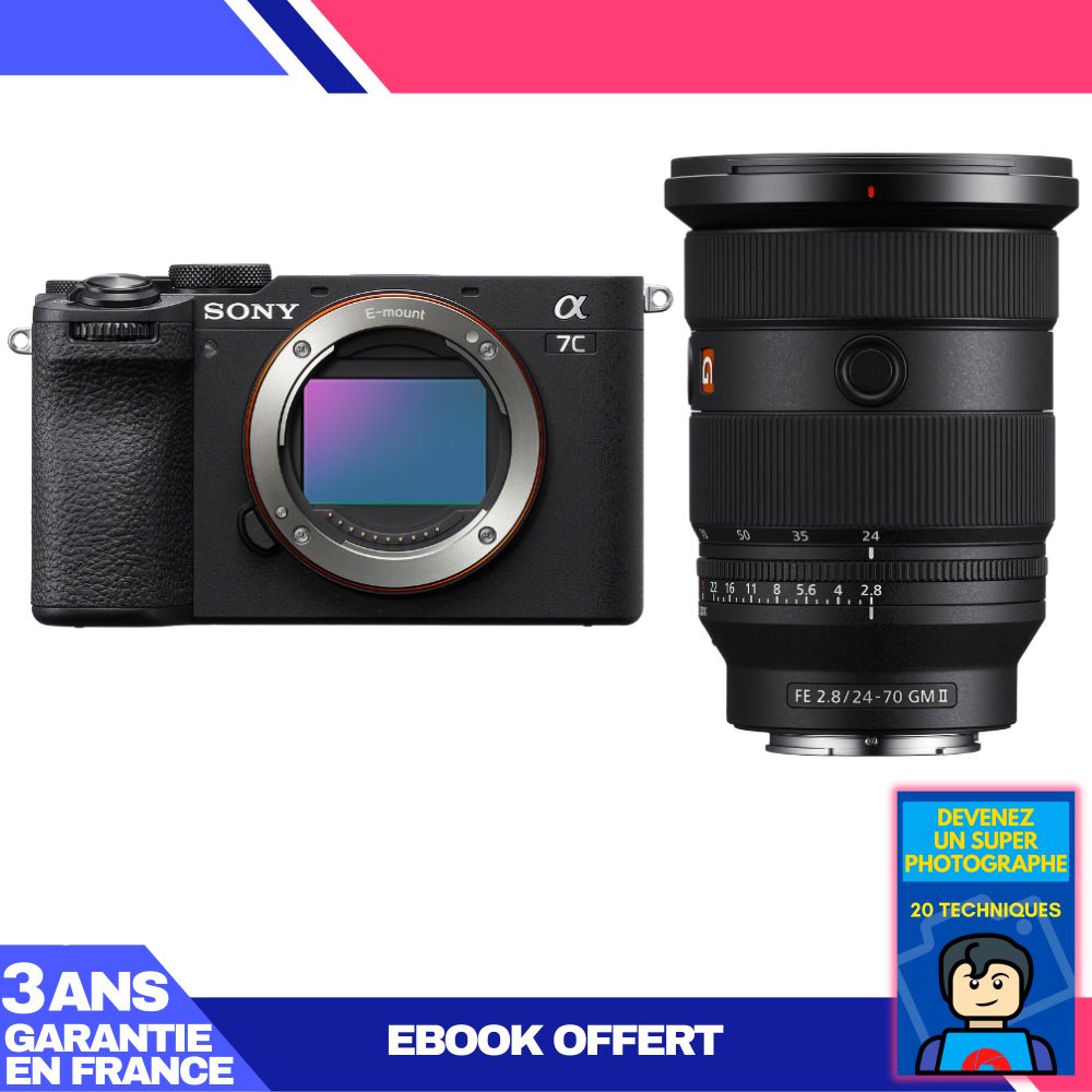 Boîtier Sony A7C II Noir + Objectif FE 24-70mm f/2.8 GM II + Ebook 'Devenez un Photographe Suprême'