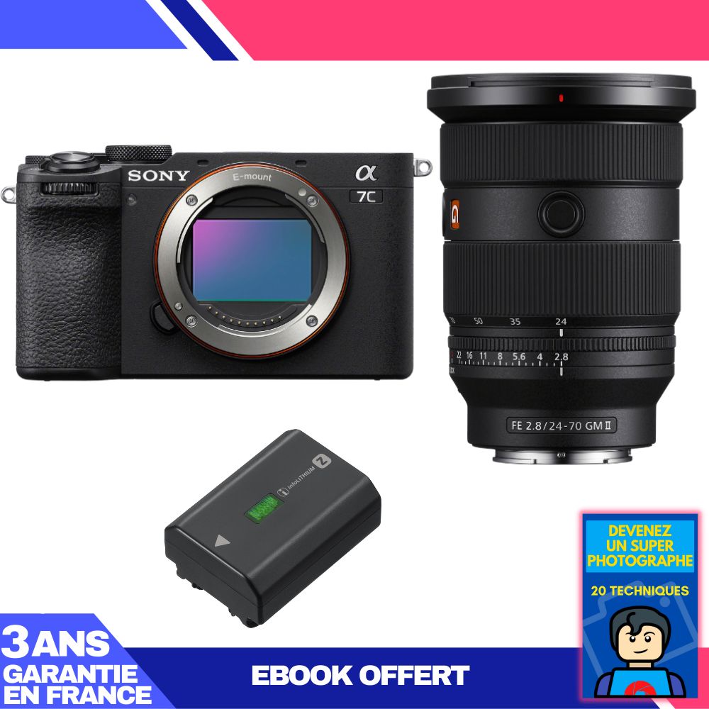 Kit Sony A7C II Noir avec objectif FE 24-70mm f/2.8 GM II et accessoires