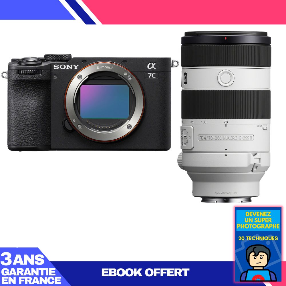 Sony A7C II Black + FE 70-200mm f/4 Macro G OSS II Lens + 'Become a Super Photographer' Ebook
