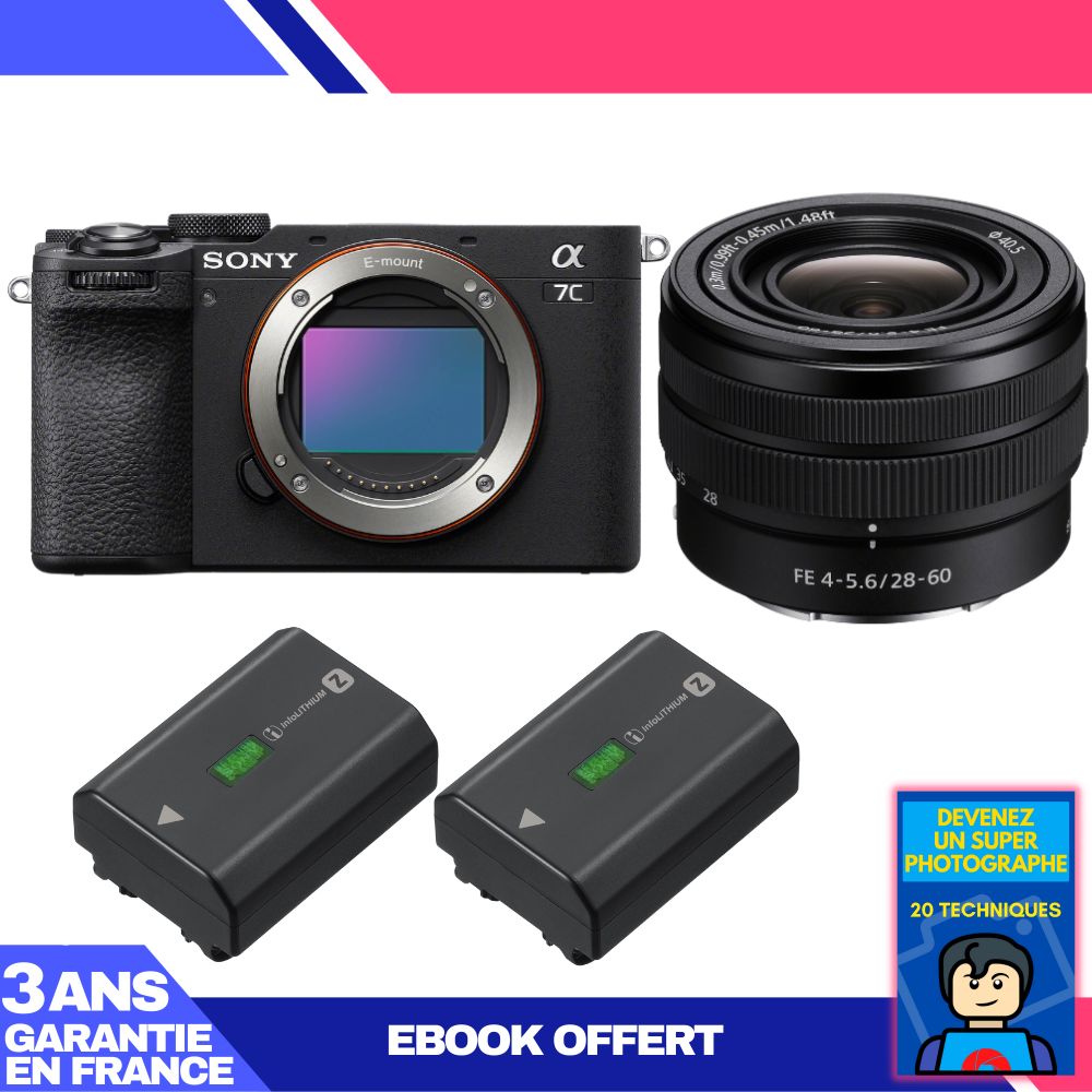 Sony A7C II Black Kit + FE 28-60mm f/4-5.6 + 2 Sony NP-FZ100 + Ebook 'Become a Super Photographer'