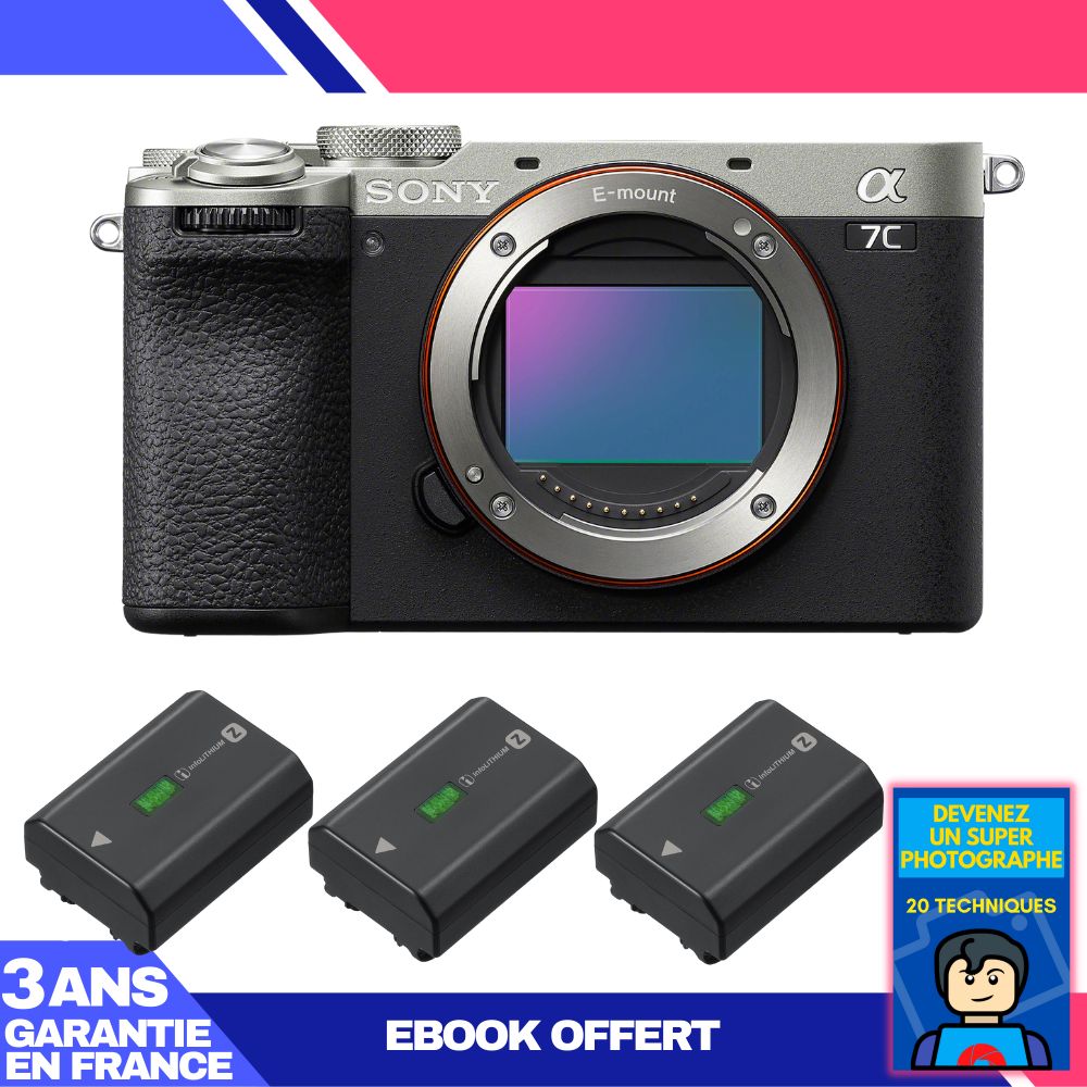 Sony A7C II Silver Camera + 3 NP-FZ100 Batteries + Ebook Guide
