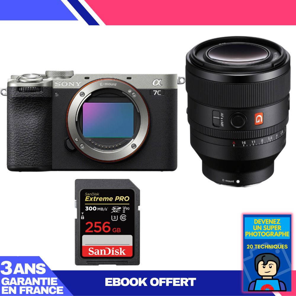 Sony A7C II Silver Kit with FE 50mm f/1.2 GM and SanDisk 256GB Extreme PRO UHS-II SDXC Card + Ebook