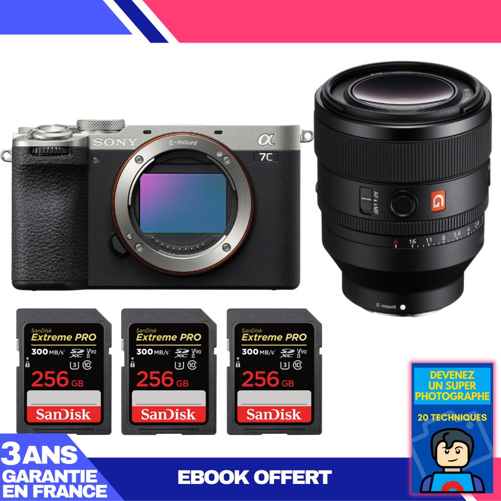 Sony A7C II Silver Kit with FE 50mm f/1.2 GM Lens + 3x 256GB SanDisk Extreme PRO UHS-II SDXC Cards