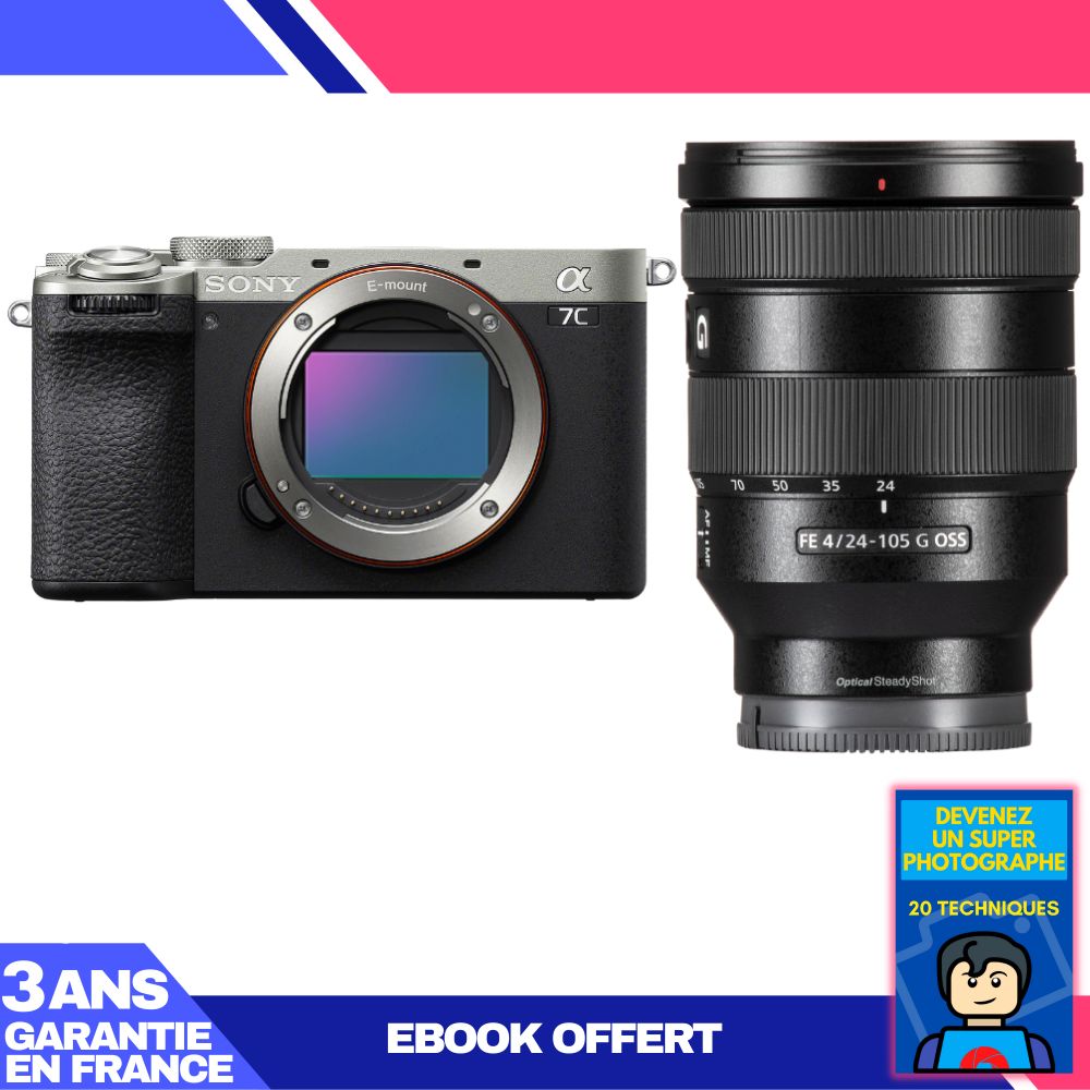Sony A7C II Silver Camera Kit with FE 24-105mm f/4 G OSS Lens and Ebook