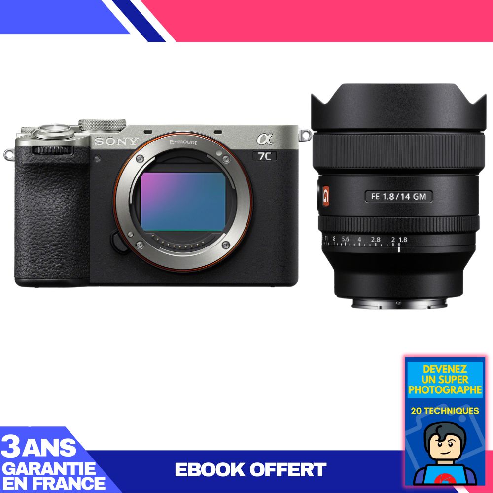 Sony A7C II Silver Camera Kit with FE 14mm f/1.8 GM Lens