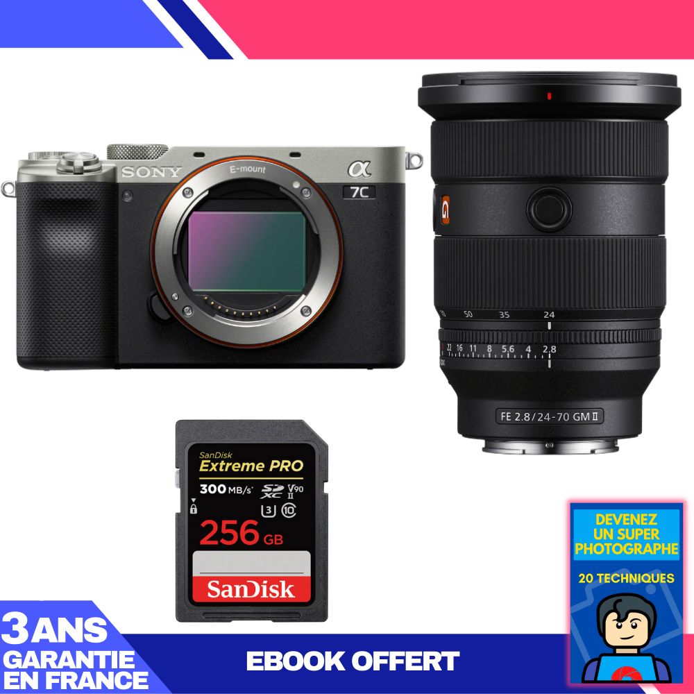 Sony A7C II Silver Kit with FE 24-70mm f/2.8 GM II and SanDisk 256GB Card