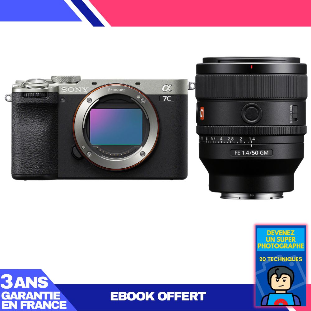 Sony A7C II Silver Camera Kit with FE 50mm f/1.4 GM Lens + Ebook Guide