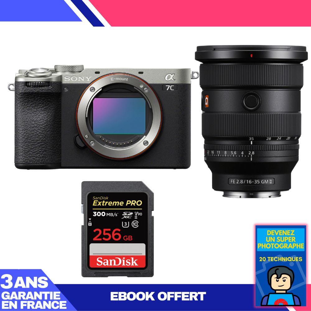 Sony A7C II Silver Kit with FE 16-35mm f/2.8 GM II and SanDisk 256GB Card