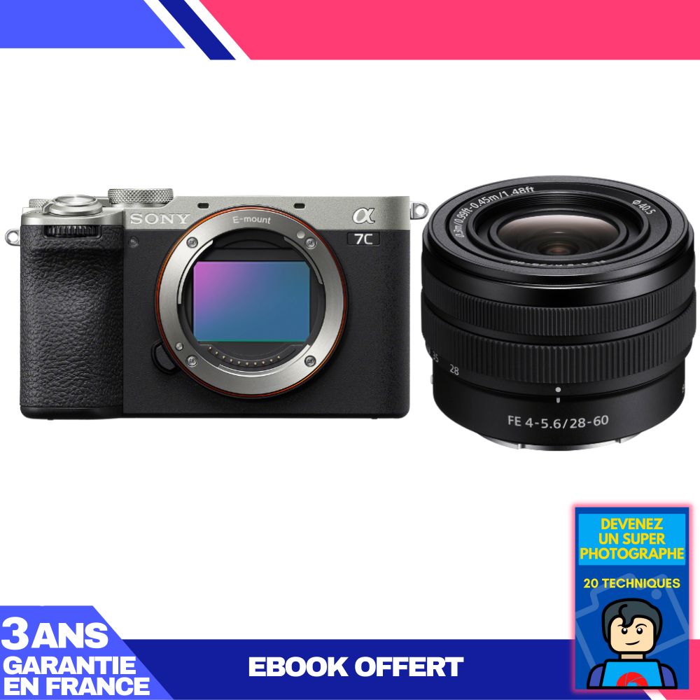 Sony A7C II Silver Camera Kit with FE 28-60mm f/4-5.6 Lens + Ebook