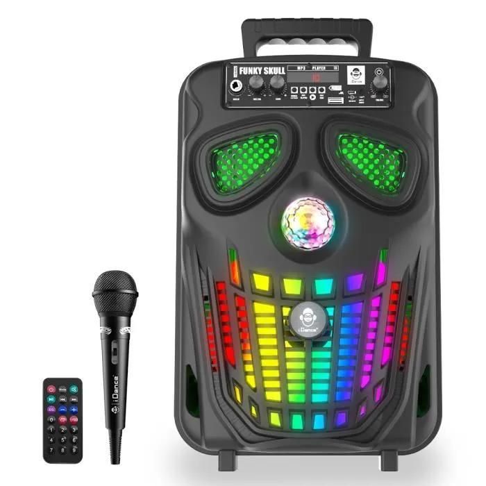 iDance FS400 Funky Skull Bluetooth Speaker Karaoke Halloween + LEDs + Karaoke Ready