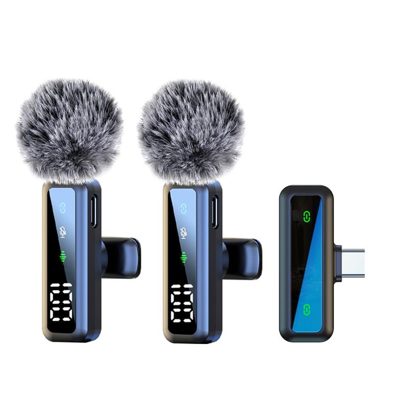 INF Wireless Lavalier Microphone with Type-C Interface - Digital Display, Noise Reduction