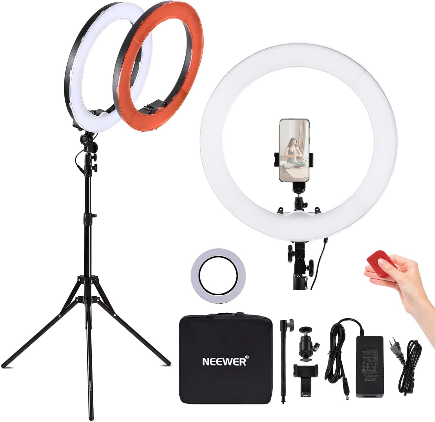 Neewer Professional Ring Light with Stand and Diffuser: 45cm 55W 5600K Adjustable LED Ring Light, Photo Ring Light
