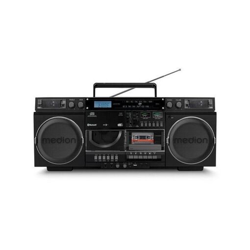 Blaster de quartier Médion Vintage - Radio numérique DAB+ avec lecteur CD/cassette/USB/MP3 - 2 x 10 W RMS - Noir
