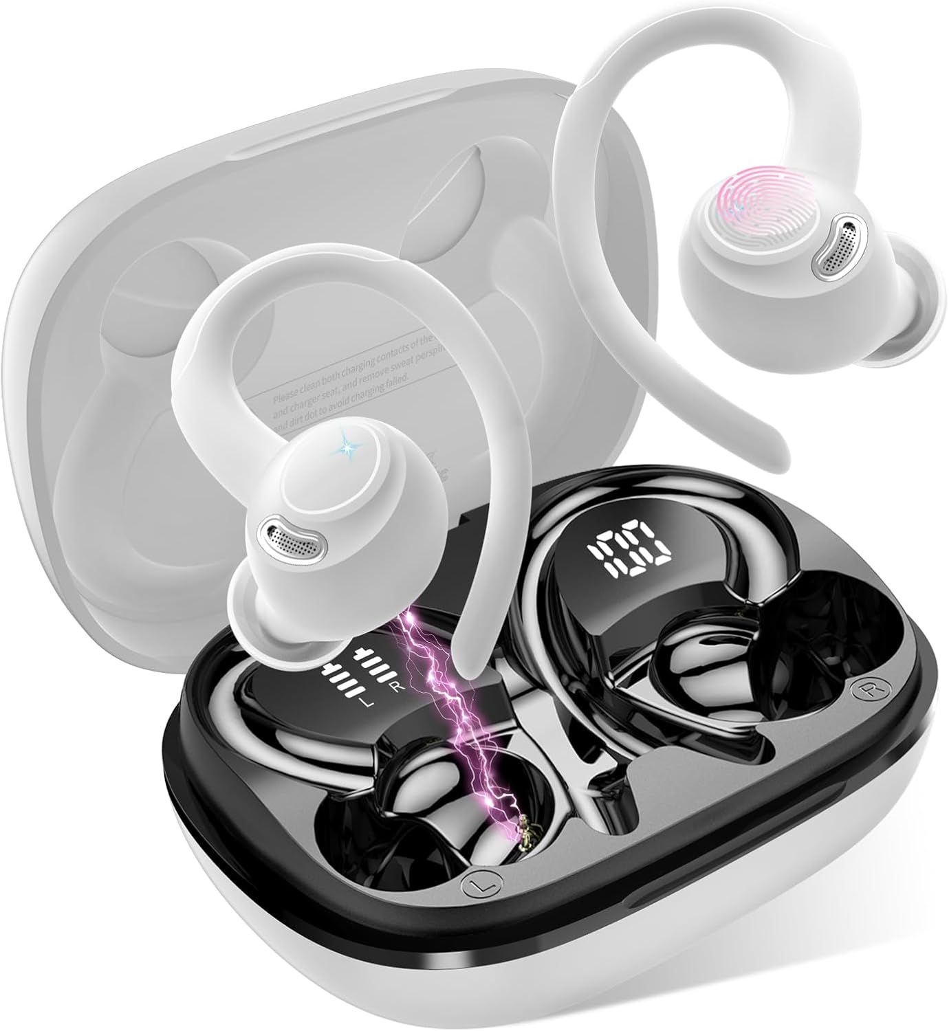 Casques audio sans fil Trahoo Sport Bluetooth 2025, stéréo 5,4 Hi-Fi avec micro ENC, étanchéité IP7, 40h d'autonomie, affichage LED, contrôle tactile