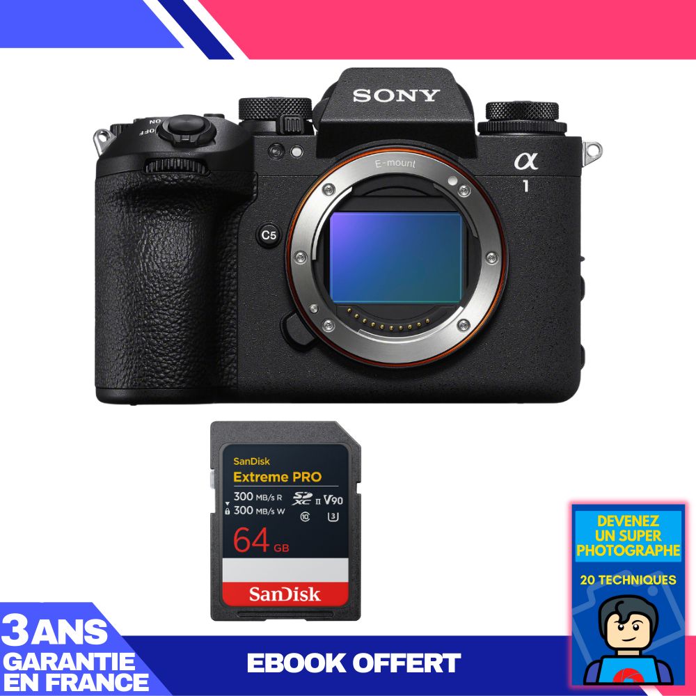 Sony Alpha 1 II Camera Body + 1 SanDisk 64GB Extreme PRO UHS-II SDXC Card + 'Become a Super Photographer Ebook'