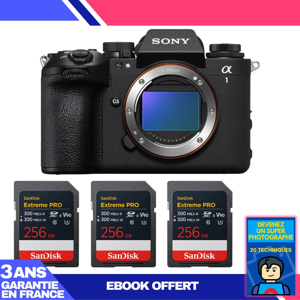 Sony Alpha 1 II Camera Body + 3 SanDisk 256GB Extreme PRO UHS-II SDXC Cards + Ebook: Become a Superphotographer