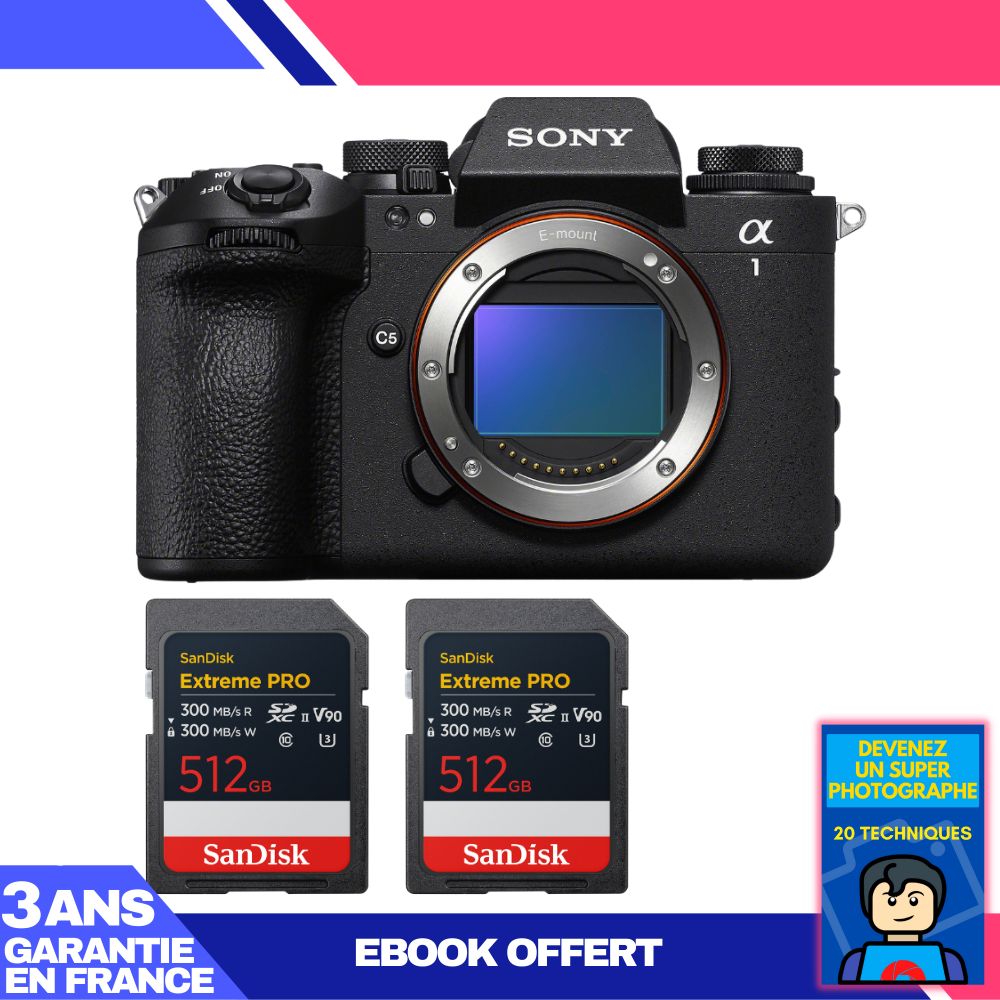 Sony Alpha 1 II Camera Body + 2 SanDisk 512GB Extreme PRO UHS-II SDXC Cards + 'Become a Master Photographer Ebook',