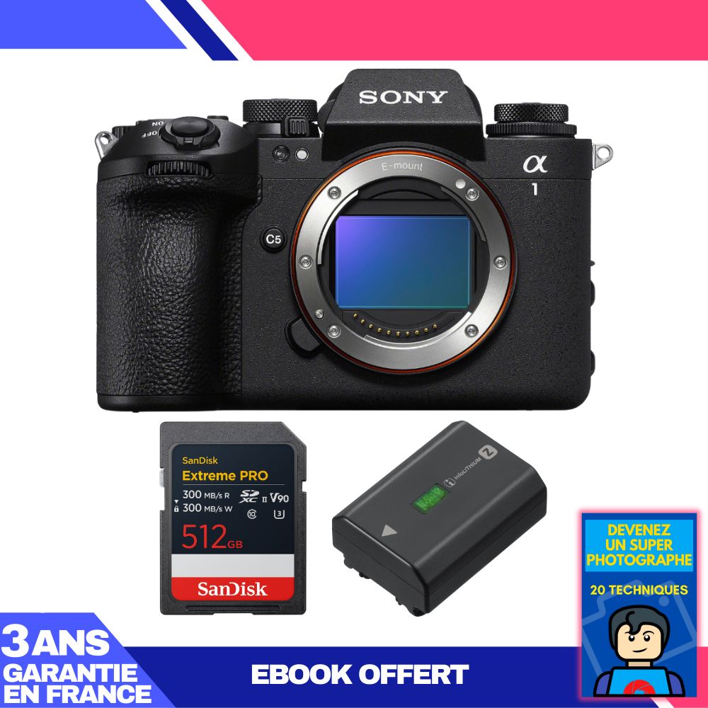 Sony Alpha 1 II Body + 1 SanDisk 512GB Extreme PRO UHS-II SDXC Card + Sony NP-FZ100 Battery + 'Become a Super Photographer' Ebook