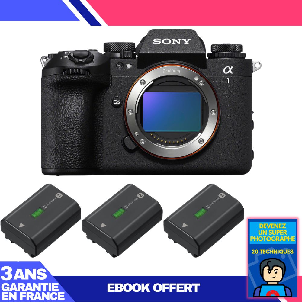 Sony Alpha 1 II Body + 3 Sony NP-FZ100 Batteries + Ebook: Become a Super Photographer