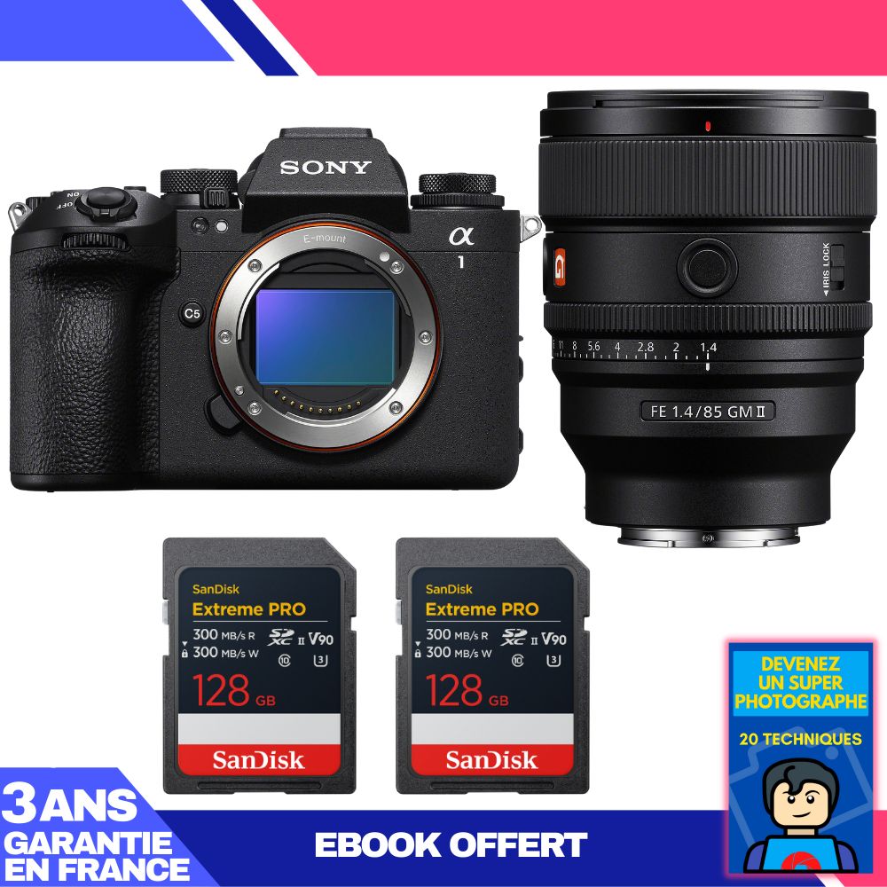 Sony Alpha 1 II Camera Body + FE 85mm f/1.4 GM II Lens + 2x SanDisk 128GB Extreme PRO UHS-II SDXC Cards + 'Become a Super Photographer' Ebook