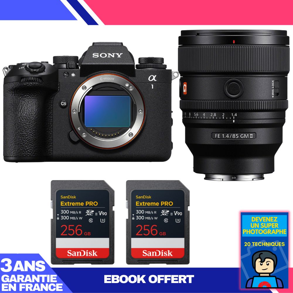 Sony Alpha 1 II Camera Body + FE 85mm f/1.4 GM II Lens + 2x SanDisk 256GB Extreme PRO UHS-II SDXC Cards