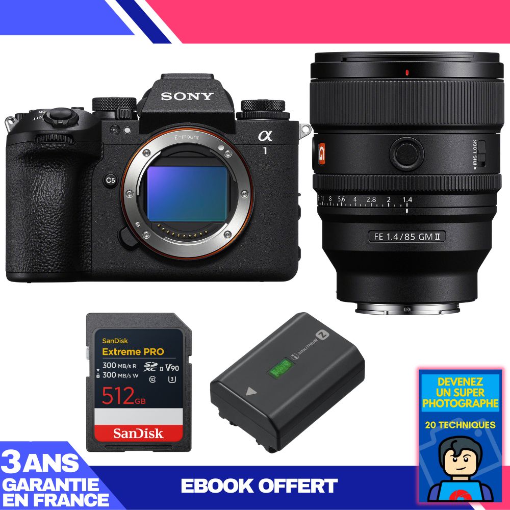 Sony Alpha 1 II Body + FE 85mm f/1.4 GM II Lens + 1 SanDisk 512GB Extreme PRO UHS-II SDXC Card + Sony NP-FZ100 Battery + 'Become a Super Photographer' Ebook