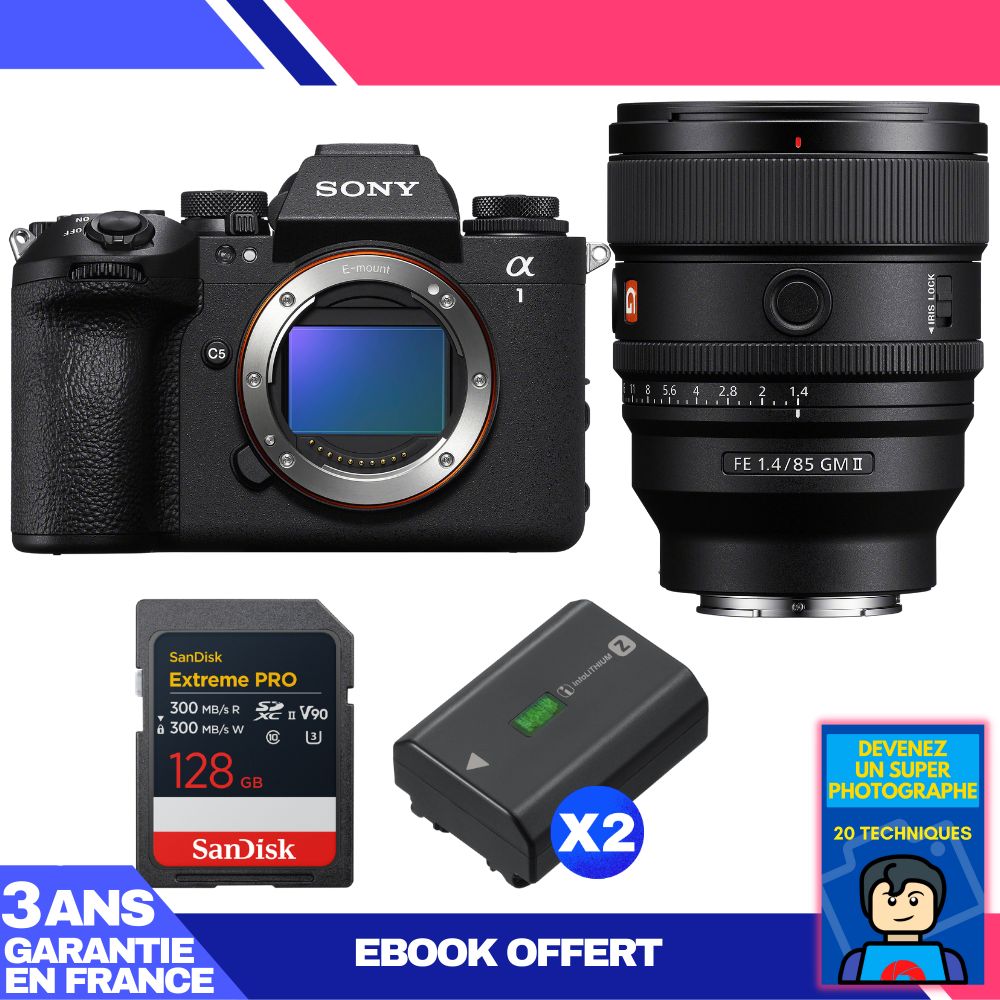 Sony Alpha 1 II Camera Body + FE 85mm f/1.4 GM II Lens + 1 SanDisk 128GB Extreme PRO UHS-II SDXC Card + 2 Sony NP-FZ100 Batteries + Ebook 'Become a Master Photographer'