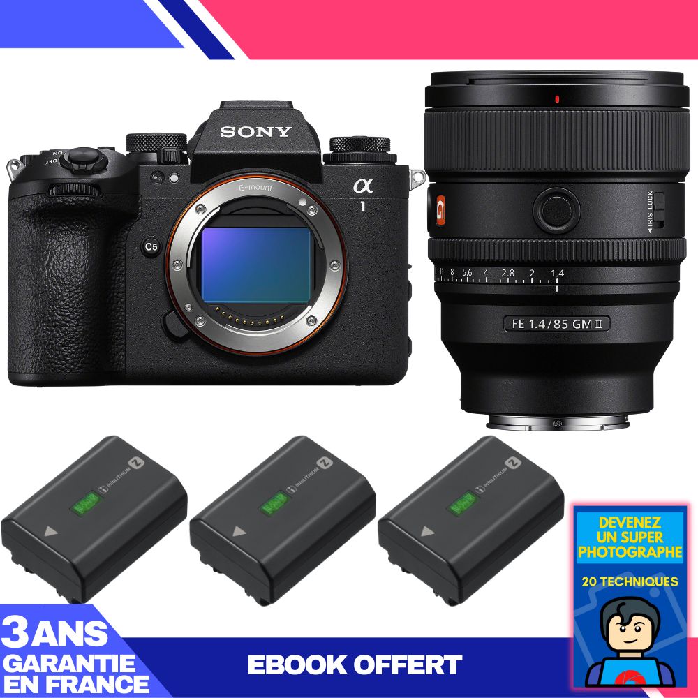 Sony Alpha 1 II Body + FE 85mm f/1.4 GM II Lens + 3 Sony NP-FZ100 Batteries + 'Become a Super Photographer' Ebook