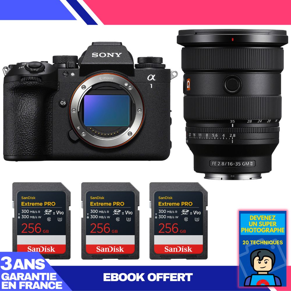 Sony Alpha 1 II Body + FE 16-35mm f/2.8 GM II Lens + 3 SanDisk 256GB Extreme PRO UHS-II SDXC Cards