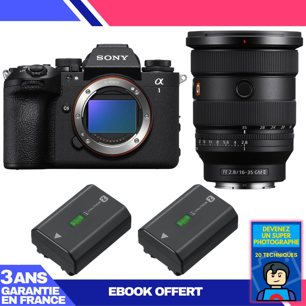 Sony Alpha 1 II Camera Body + FE 16-35mm f/2.8 GM II Lens + 2 Sony NP-FZ100 Batteries + 'Become a Super Photographer' Ebook