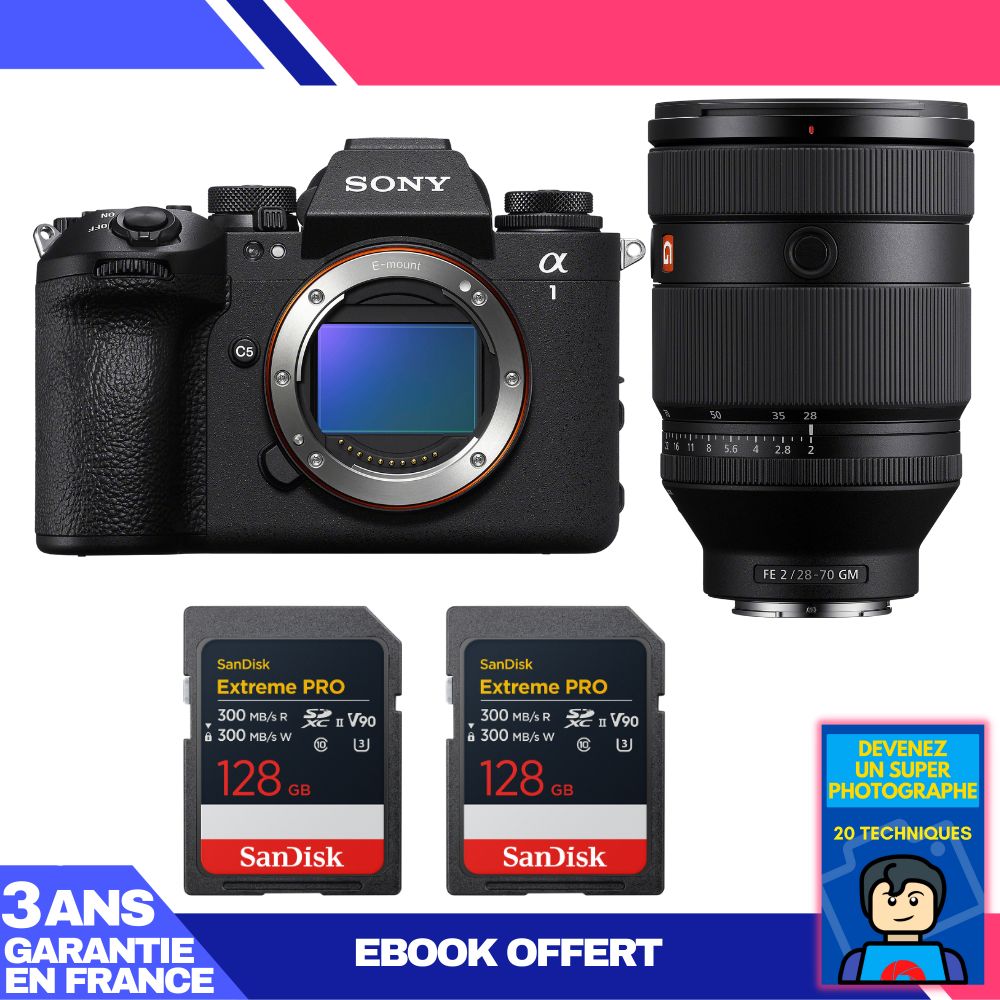 Sony Alpha 1 II Body + FE 28-70mm f/2 GM Lens + 2 SanDisk 128GB Extreme PRO UHS-II SDXC Cards + 'Become a Super Photographer' Ebook