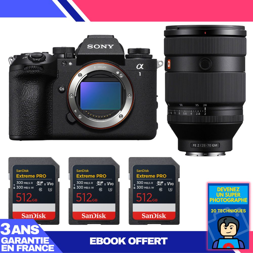 Sony Alpha 1 II Body + FE 28-70mm f/2 GM Lens + 3x SanDisk 512GB Extreme PRO UHS-II SDXC Cards + 'Become a Super Photographer' Ebook