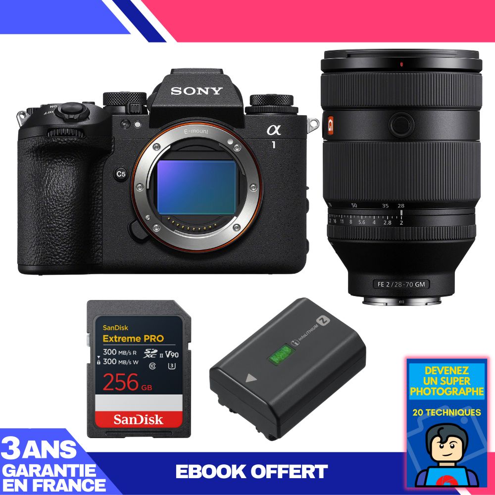 Sony Alpha 1 II Body + FE 28-70mm f/2 GM Lens + 1 SanDisk 256GB Extreme PRO UHS-II SDXC Card + Sony NP-FZ100 Battery + 'Become a Super Photographer' Ebook