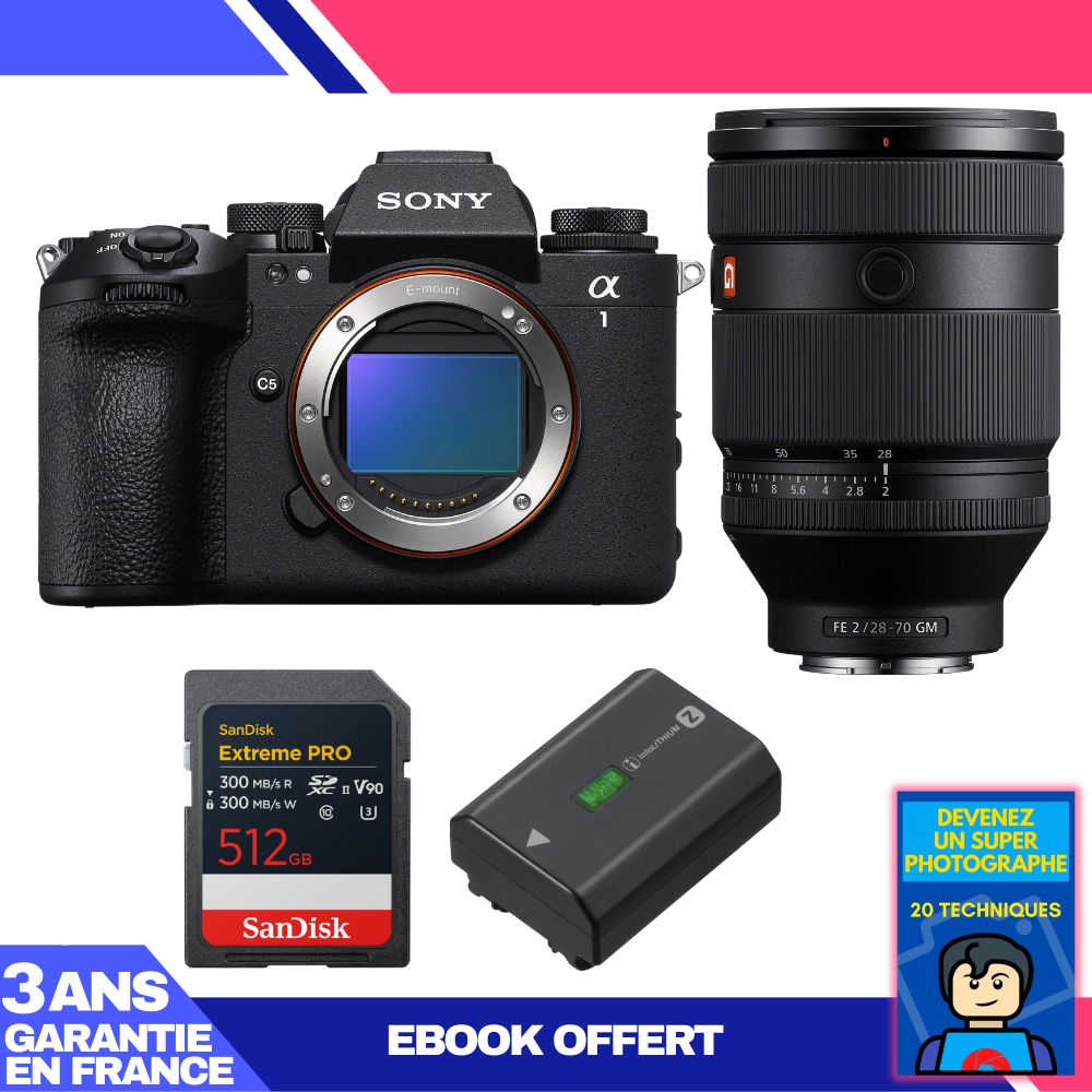Sony Alpha 1 II Body + FE 28-70mm f/2 GM Lens + 512GB SanDisk Extreme PRO UHS-II SDXC + Sony NP-FZ100 Battery + 'Become a Super Photographer' Ebook