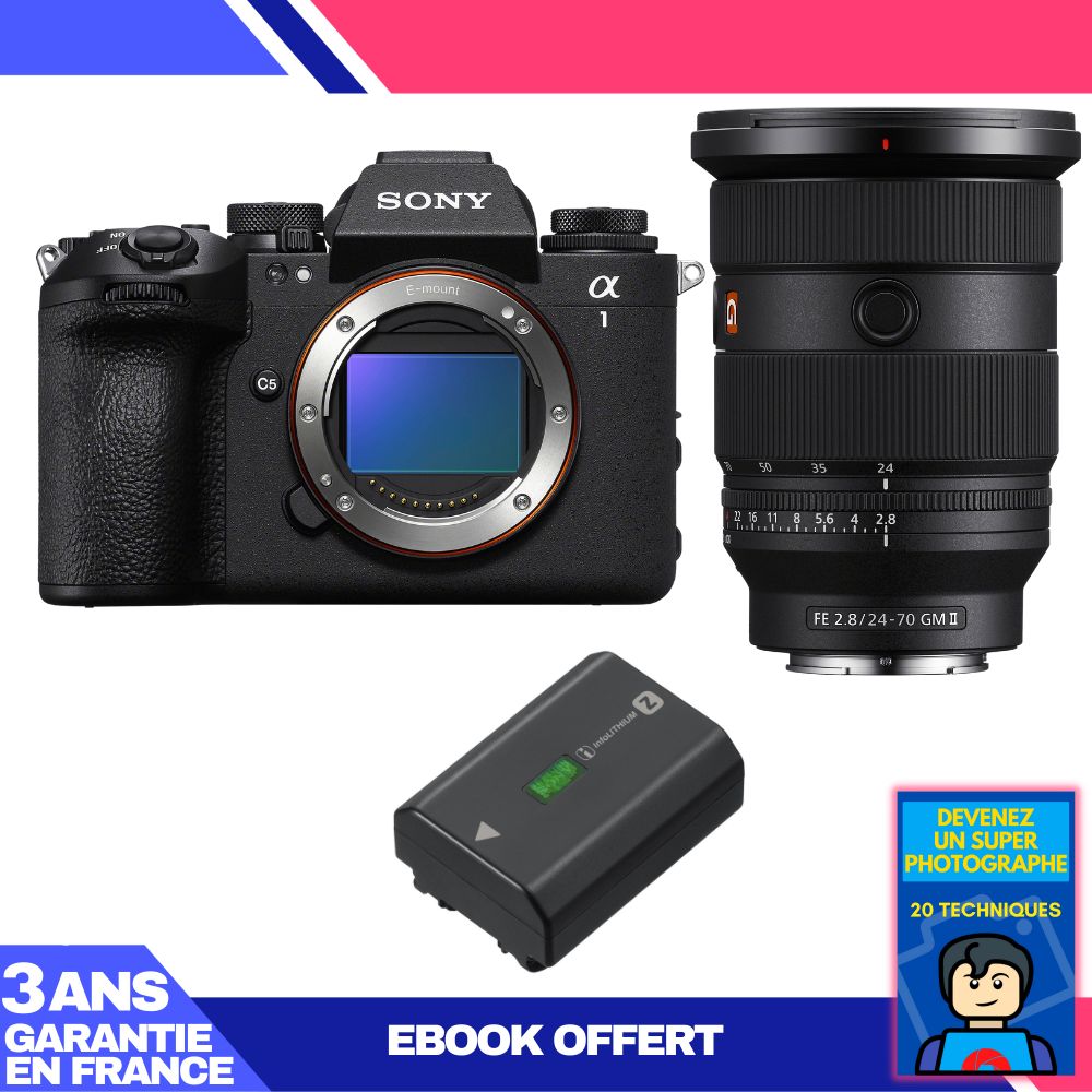 Sony Alpha 1 II Body + FE 24-70mm f/2.8 GM II Lens + NP-FZ100 Battery + 'Become a Super Photographer' Ebook