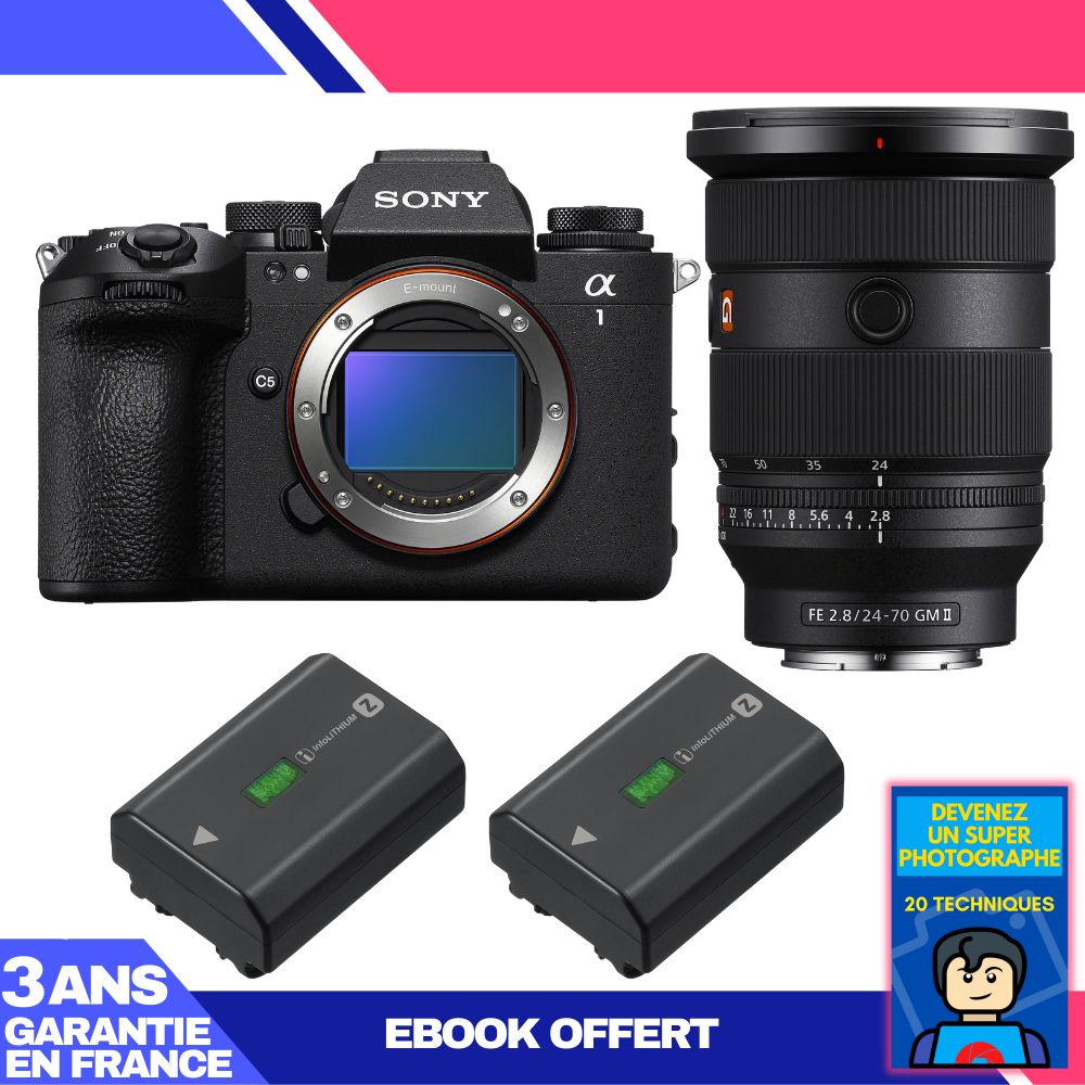 Sony Alpha 1 II Body + FE 24-70mm f/2.8 GM II Lens + 2 Sony NP-FZ100 Batteries + 'Become a Super Photographer' Ebook