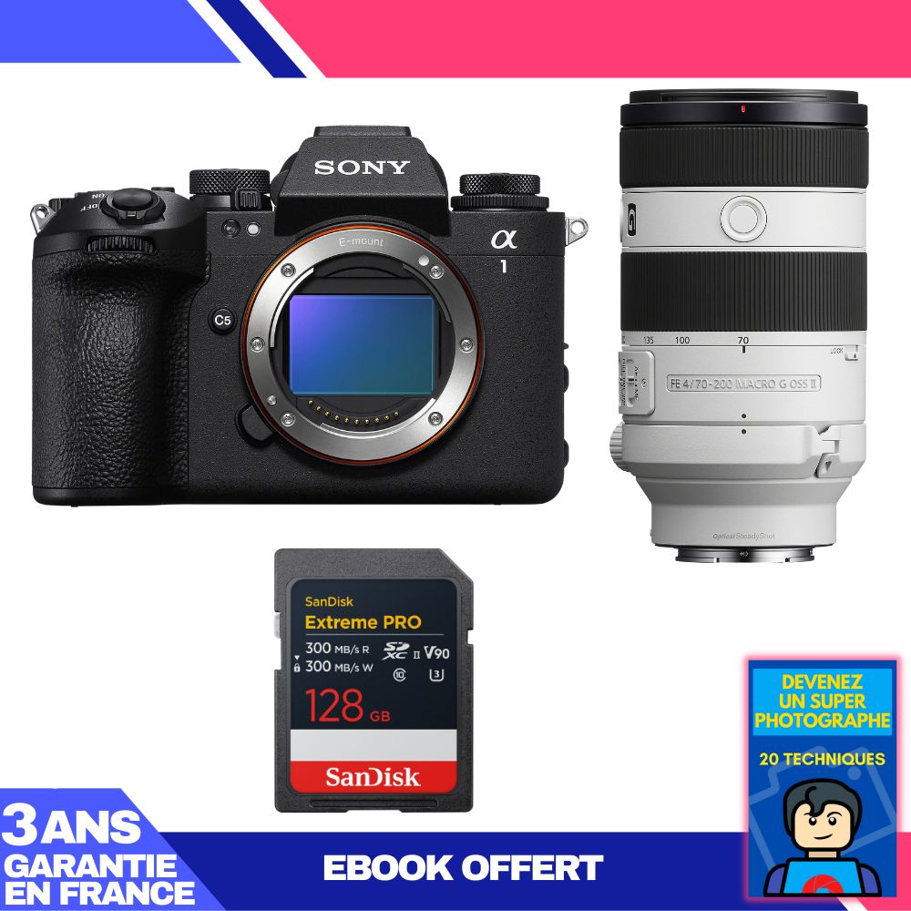 Sony Alpha 1 II Body + FE 70-200mm f/4 Macro G OSS II Lens + 1 SanDisk 128GB Extreme PRO UHS-II SDXC