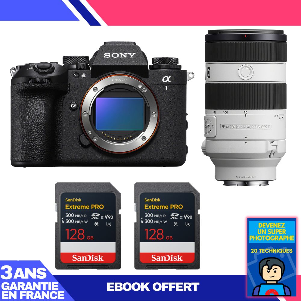 Sony Alpha 1 II Body + FE 70-200mm f/4 Macro G OSS II Lens + 2x SanDisk 128GB Extreme PRO UHS-II SDXC Card