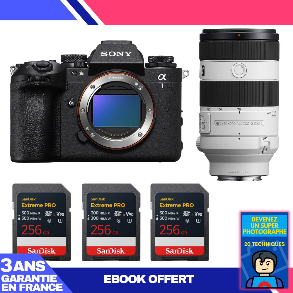 Sony Alpha 1 II Camera Body + FE 70-200mm f/4 Macro G OSS II Lens + 3 SanDisk 256GB Extreme PRO UHS-II SDXC Cards