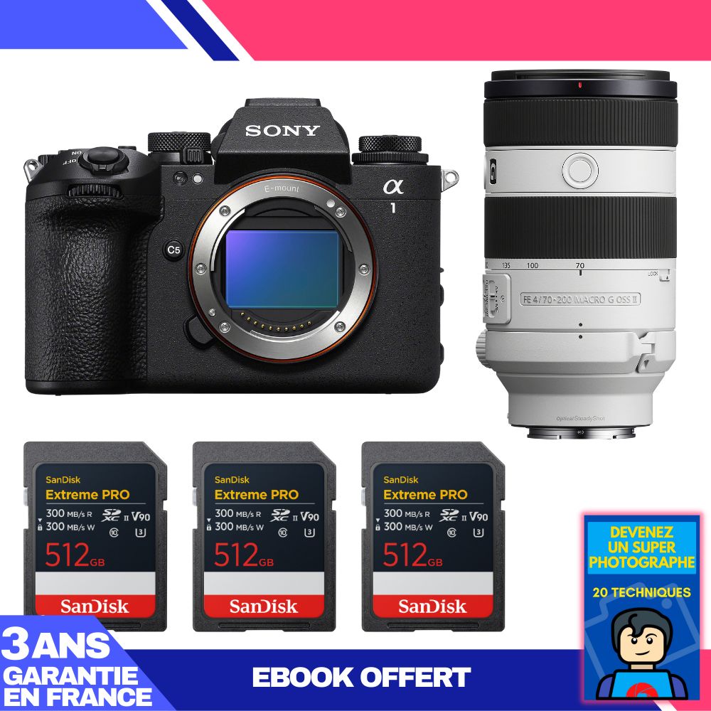 Sony Alpha 1 II Body + FE 70-200mm f/4 Macro G OSS II Lens + 3x 512GB SanDisk Extreme PRO UHS-II SDXC Cards
