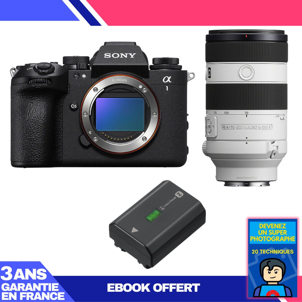Sony Alpha 1 II Body + FE 70-200mm f/4 Macro G OSS II Lens + Sony NP-FZ100 Battery + 'Become a Super Photographer' Ebook
