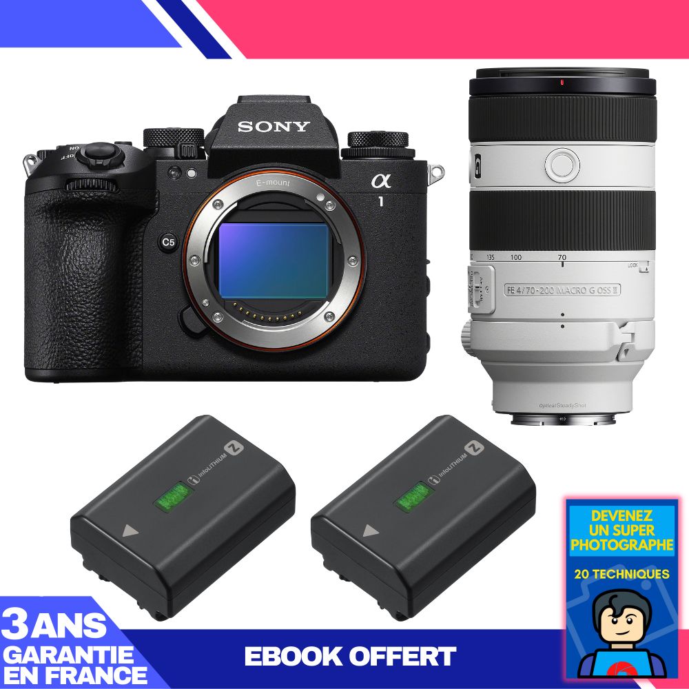 Sony Alpha 1 II Camera Body + FE 70-200mm f/4 Macro G OSS II Lens + 2 Sony NP-FZ100 Batteries + 'Become a Super Photographer' Ebook