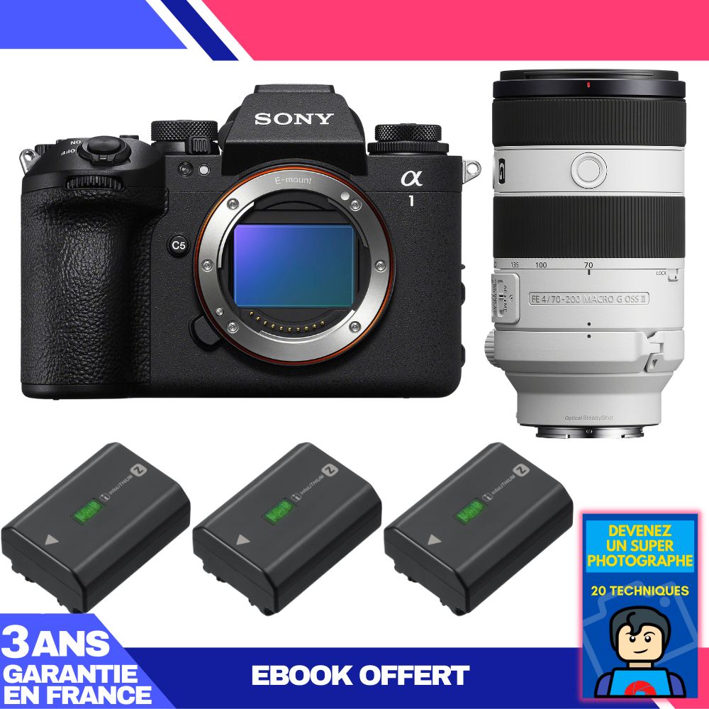 Sony Alpha 1 II Body + FE 70-200mm f/4 Macro G OSS II Lens + 3 Sony NP-FZ100 Batteries + 'Become a Super Photographer' Ebook