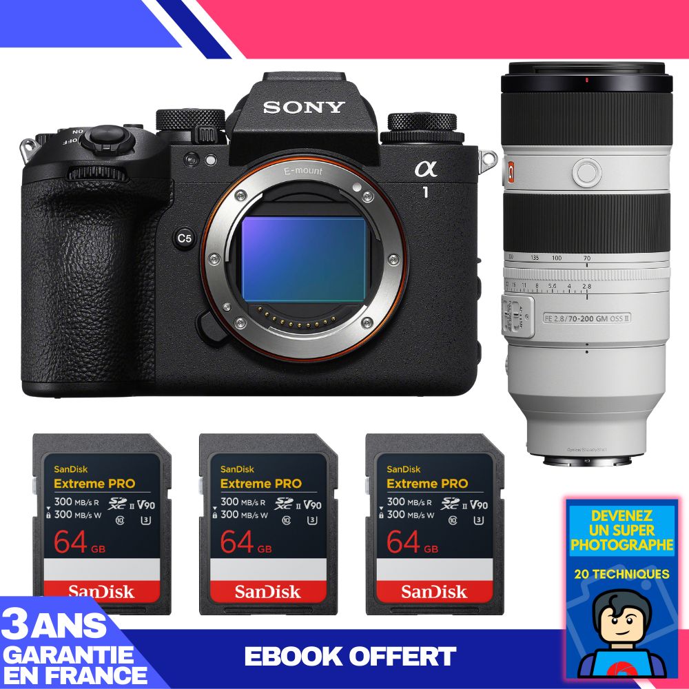 Sony Alpha 1 II Body + FE 70-200mm f/2.8 GM OSS II Lens + 3 SanDisk 64GB Extreme PRO UHS-II SDXC Cards
