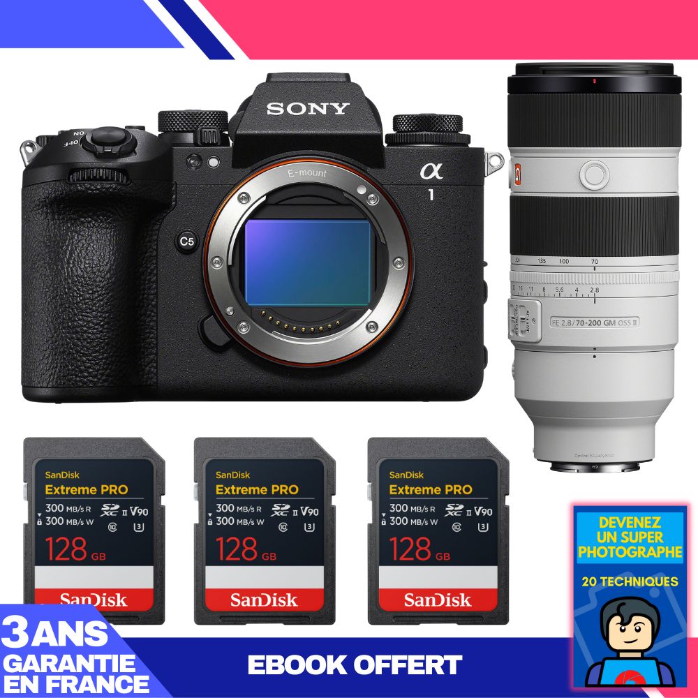 Sony Alpha 1 II Body + FE 70-200mm f/2.8 GM OSS II Lens + 3 SanDisk 128GB Extreme PRO UHS-II SDXC Memory Cards