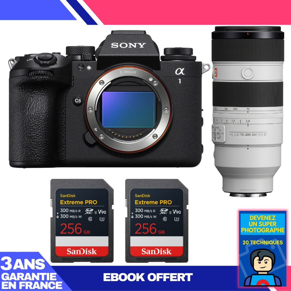 Sony Alpha 1 II Camera Body + FE 70-200mm f/2.8 GM OSS II Lens + 2x 256GB SanDisk Extreme PRO UHS-II SDXC Cards