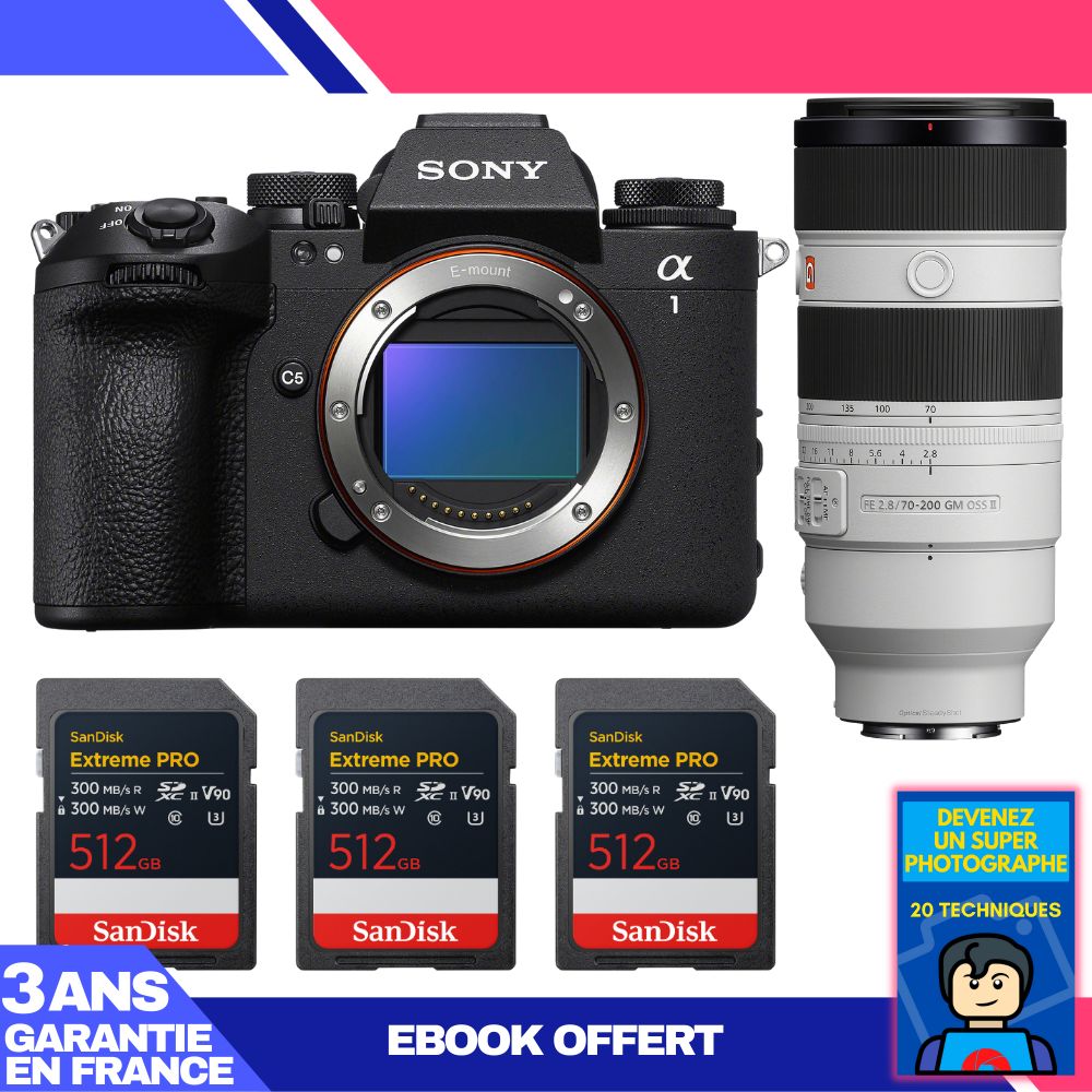 Sony Alpha 1 II Body + FE 70-200mm f/2.8 GM OSS II Lens + 3 SanDisk 512GB Extreme PRO UHS-II SDXC