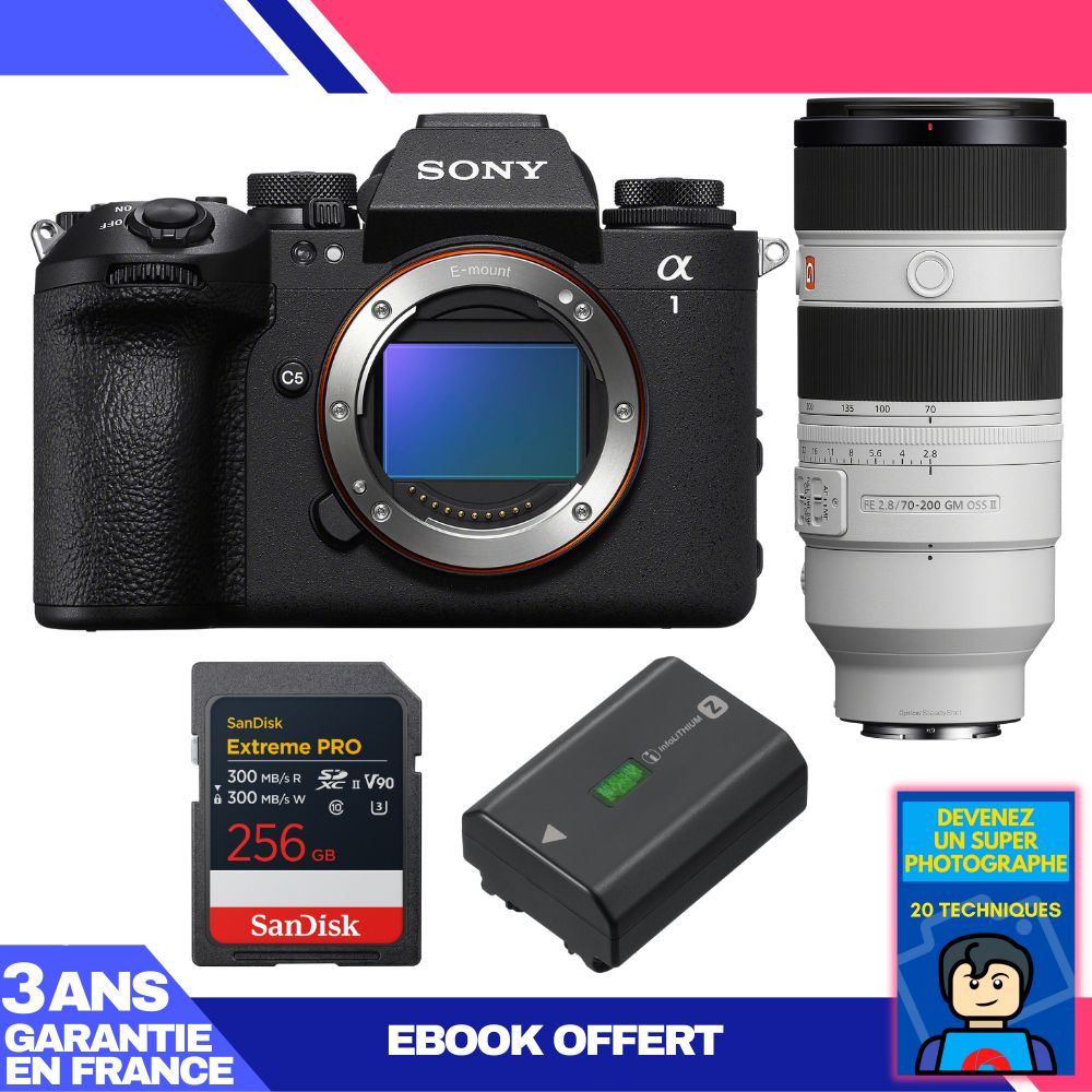 Sony Alpha 1 II Camera Body + FE 70-200mm f/2.8 GM OSS II Lens + 1 SanDisk 256GB Extreme PRO UHS-II SDXC Card + Sony NP-FZ100 Battery + Ebook 'Become a Super Photographer'
