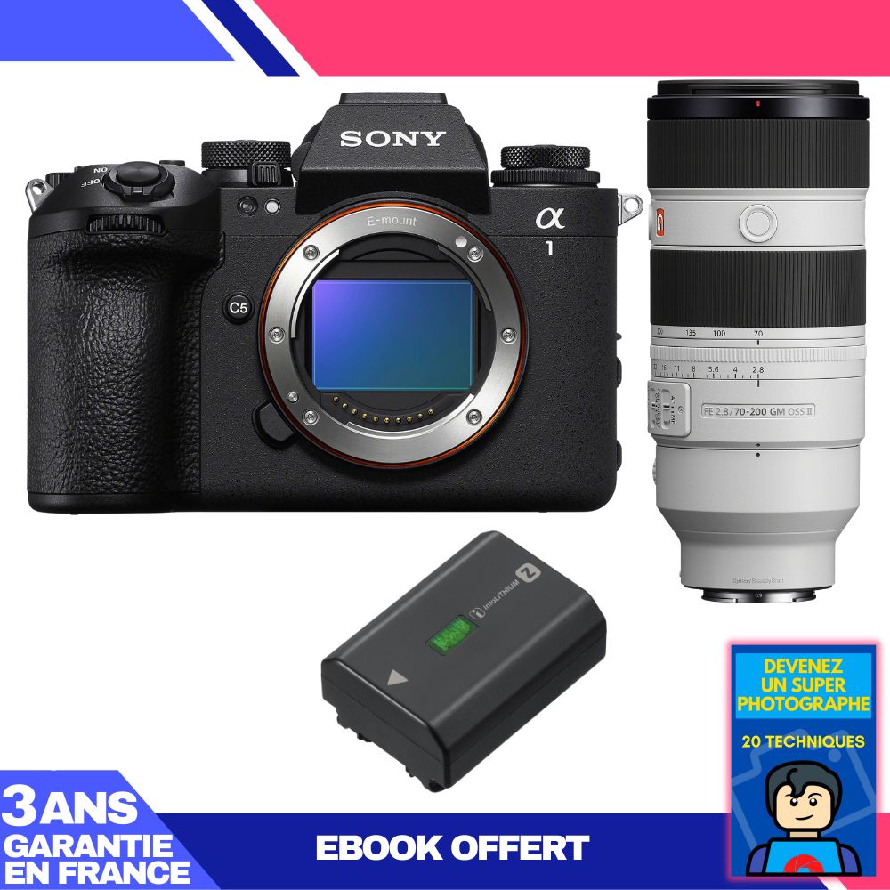 Sony Alpha 1 II Body + FE 70-200mm f/2.8 GM OSS II Lens + Sony NP-FZ100 Battery + 'Become a Super Photographer' Ebook