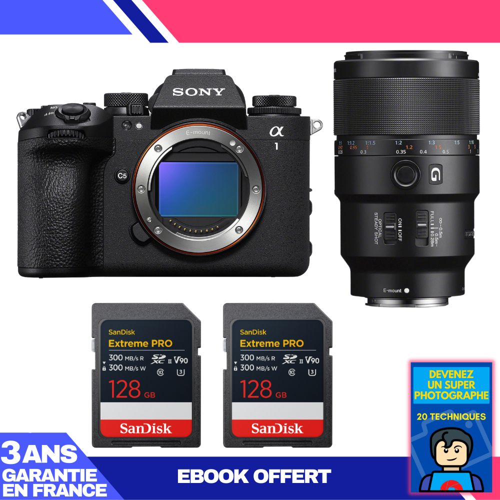 Sony Alpha 1 II Body + FE 90mm f/2.8 Macro G OSS Lens + 2x SanDisk 128GB Extreme PRO UHS-II SDXC Cards + 'Become a Super Photographer' Ebook